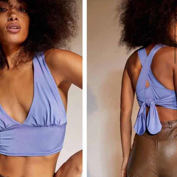 Tie back black with floral pattern tank top. - Picture 3 of 3